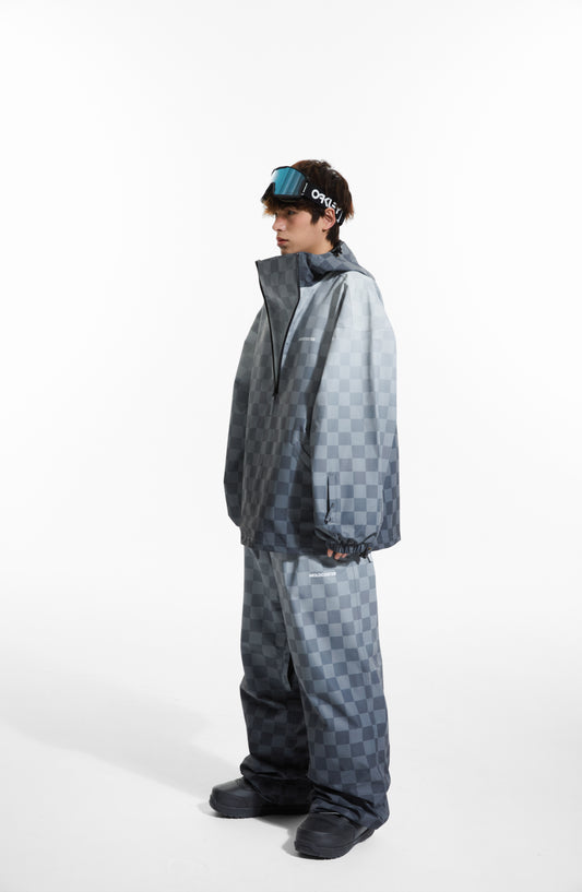 MOLOCOSTER Gradient Checkerboard Snow Suit (2 Pieces) - Black