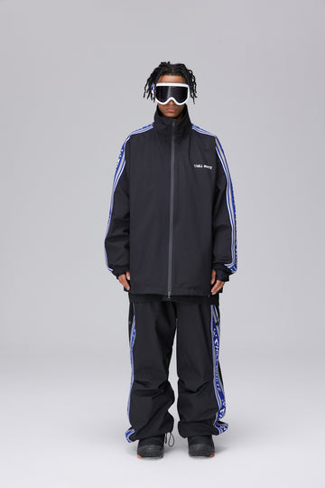 CHILLWHITE New Blue Woven Stripe Snow Suit (Two Pieces) - Black