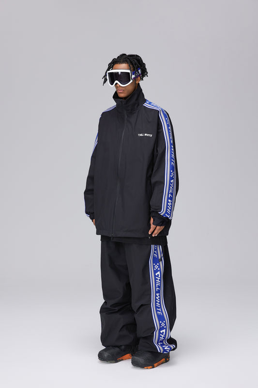 CHILLWHITE New Blue Woven Stripe Snow Suit (Two Pieces) - Black