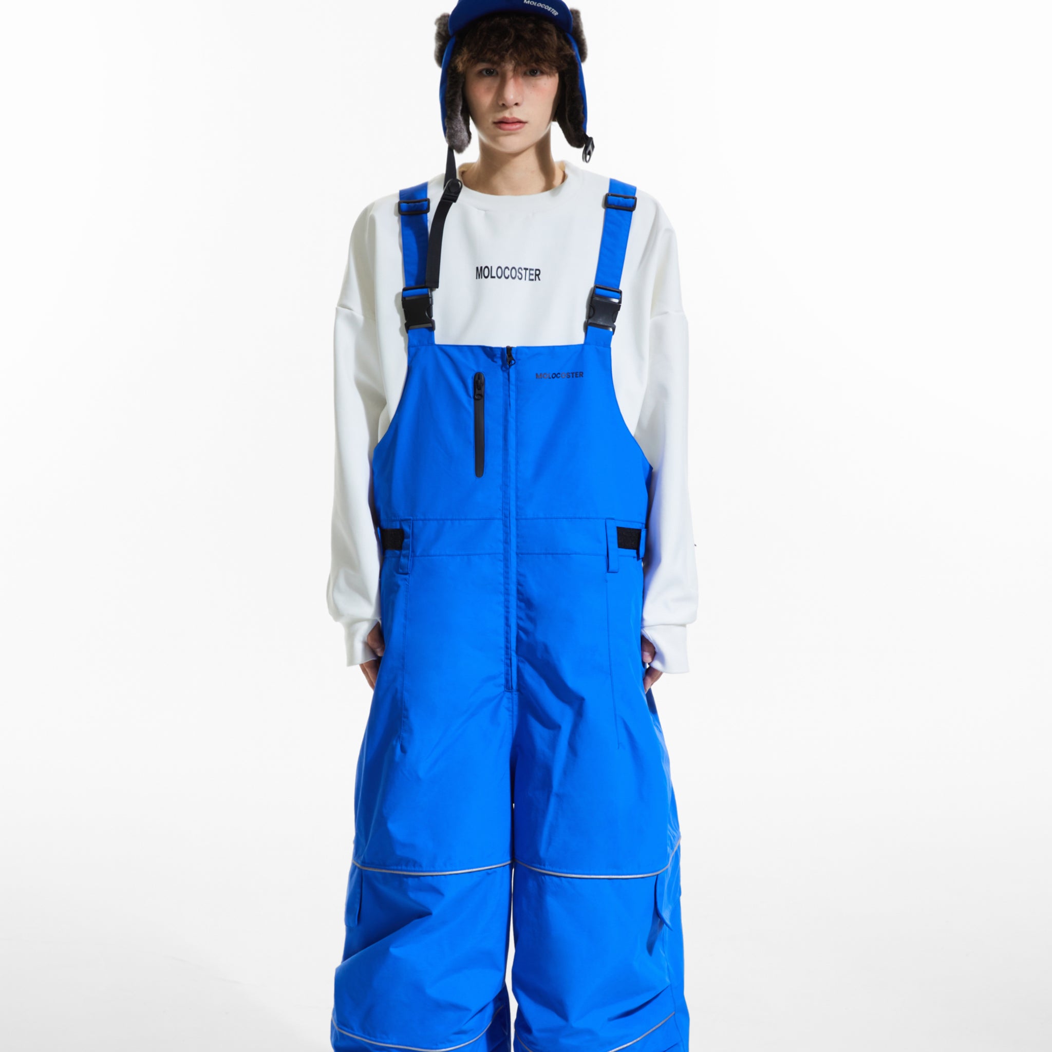 MOLOCOSTER Insulated Baggy Snow Bibs - Klein Blue