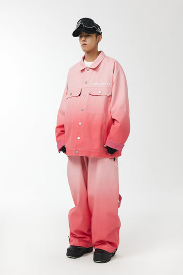 CHILLWHITE Oversize Contrast Denim Suit - Pink