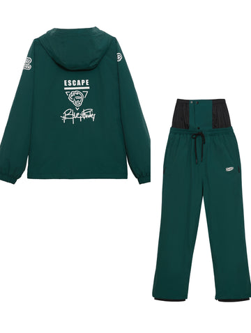 BLUE POWDER "Escape" Graffiti Snow Suits (Jacket + Pants) - Forest Green