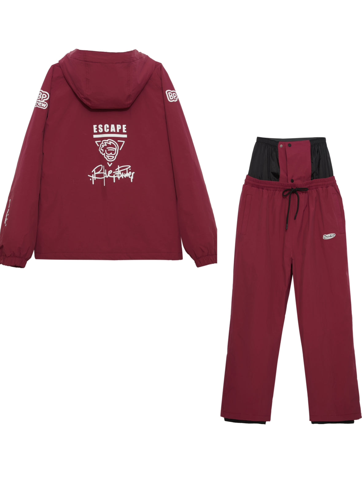 BLUE POWDER "Escape" Graffiti Snow Suits (Jacket + Pants) - Wine Red