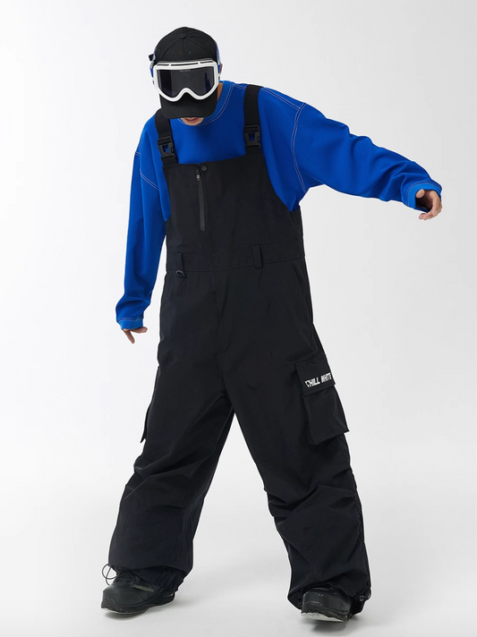 CHILLWHITE Oversize Snow Bib Pants - Jet Black