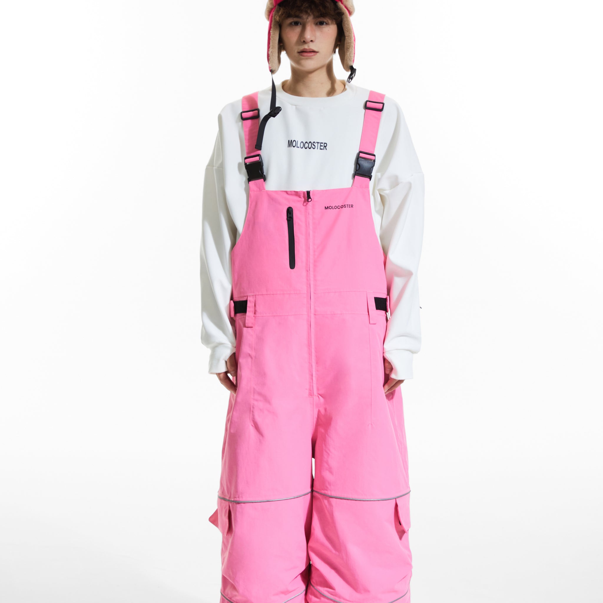 MOLOCOSTER Insulated Baggy Snow Bibs - Pink